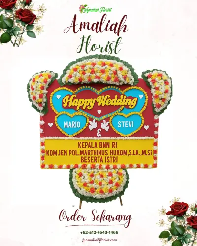 Karangan Papan Bunga Pernikahan di Sememu